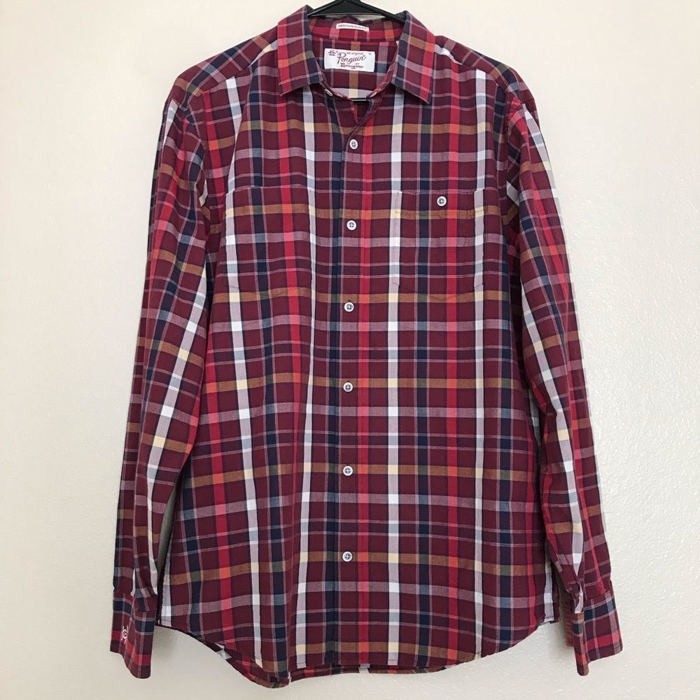 Penguin by Munsingwear Mens Heritage Slim Fit Plaid Shirt, M